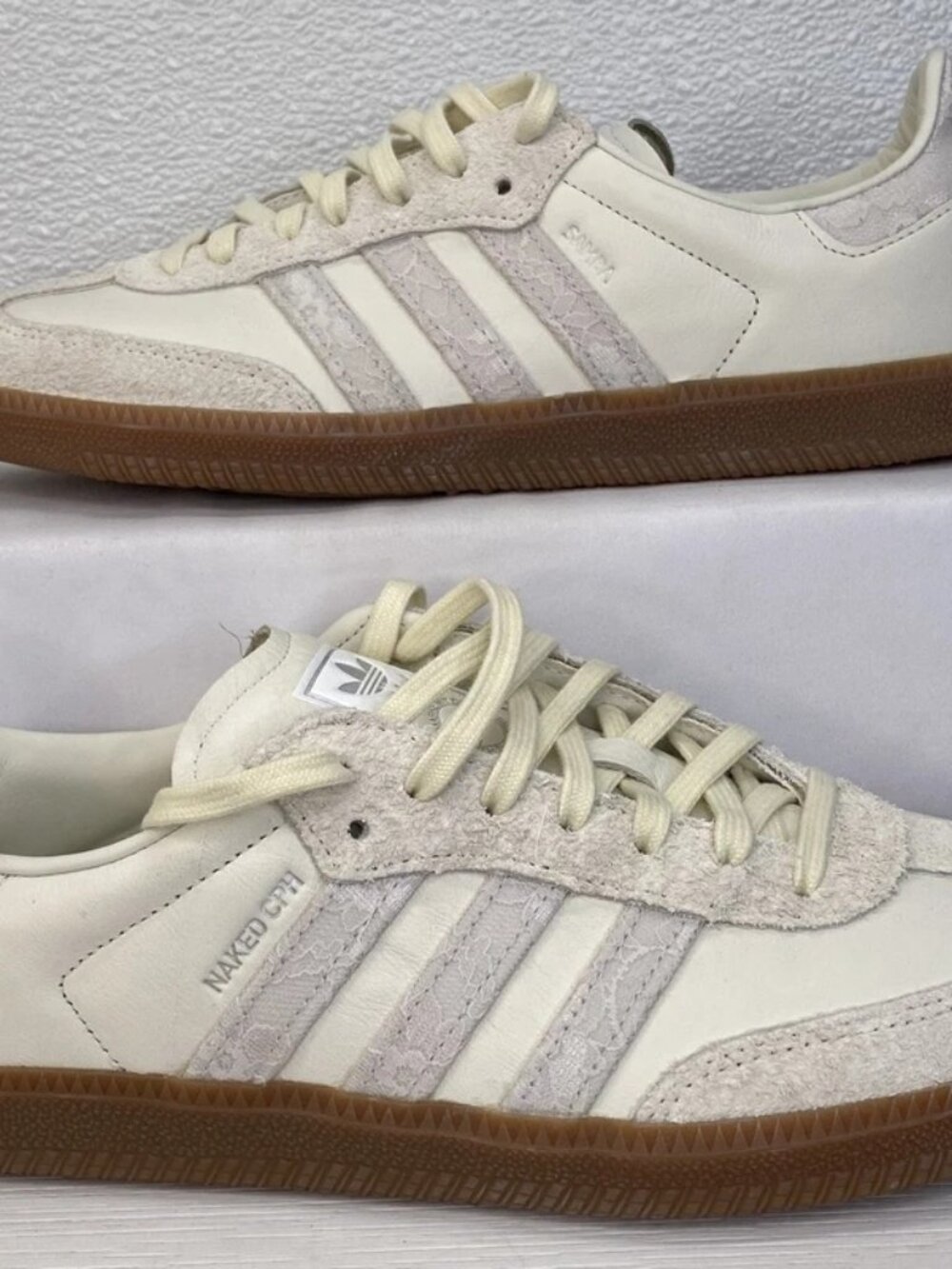 Adidas Samba OG x NAKED Copenhagen Lace Men's Size 10 Off White Suede Sneakers - Picture 9 of 15